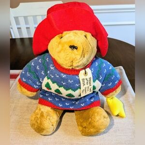 Vintage Sears 1998 Paddington Holiday Bear Plush 14" Red Hat